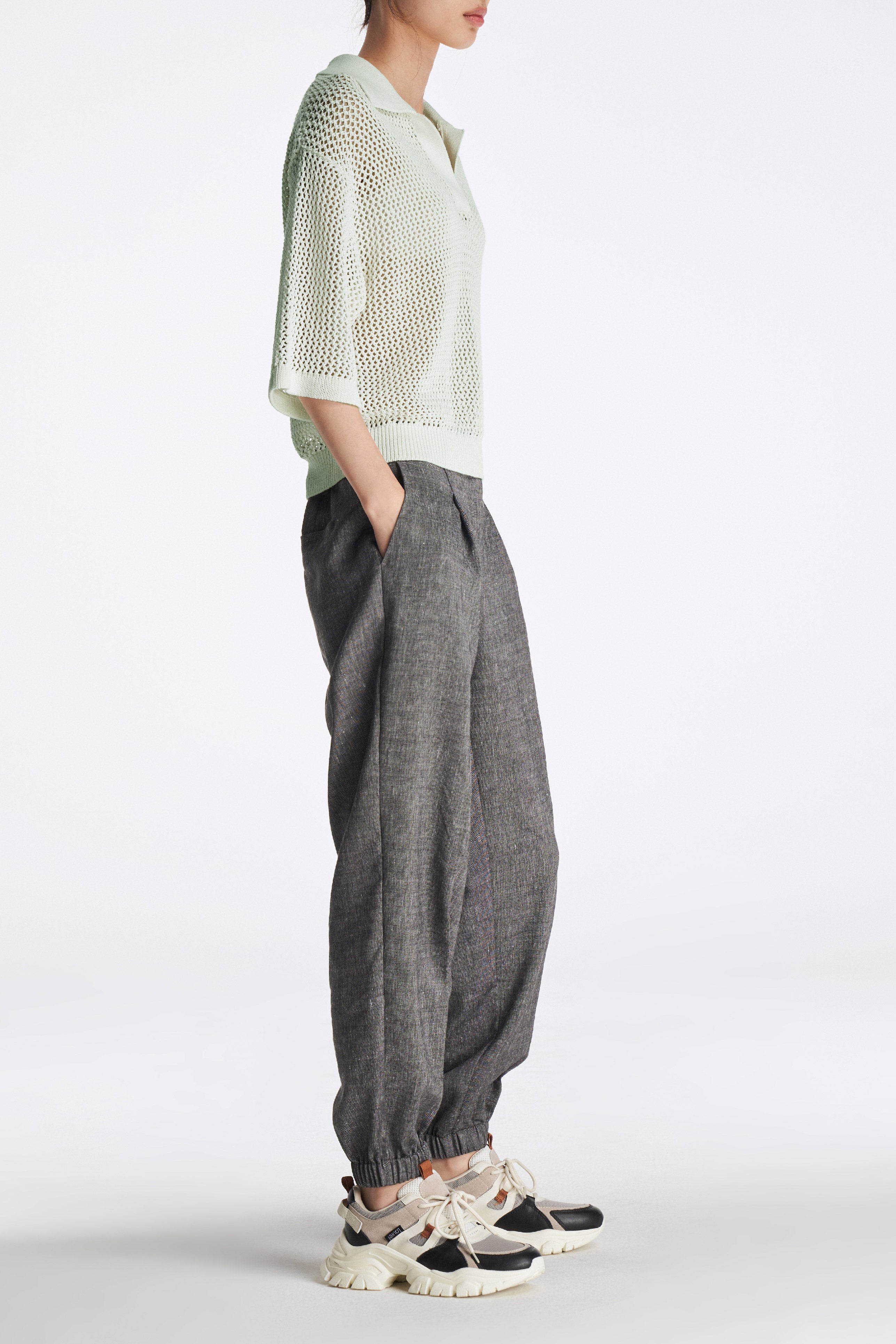 Laurèl Linen-Wool Tapered Pants