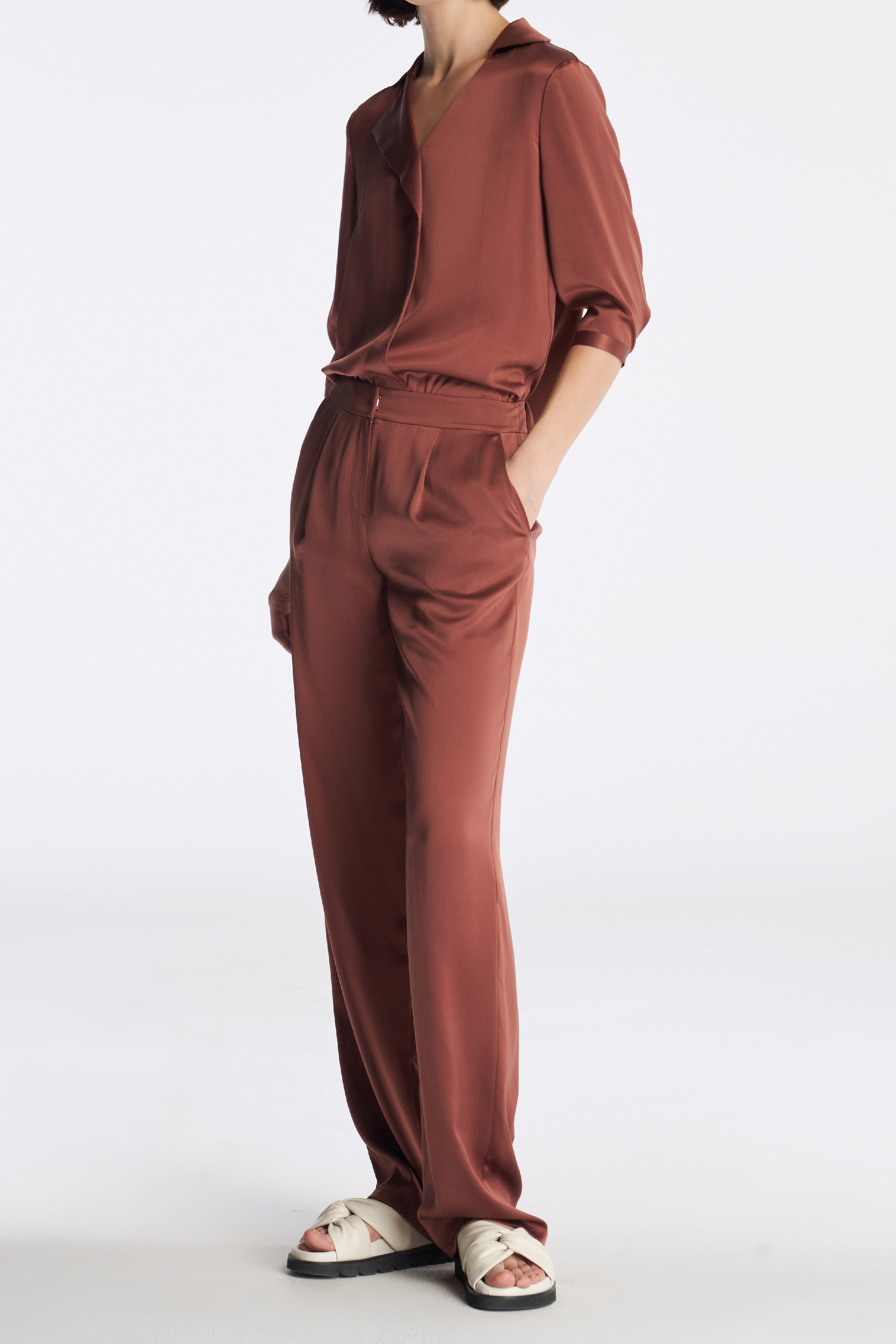 Laurèl Sun-Protective Silk Straight Leg Pants