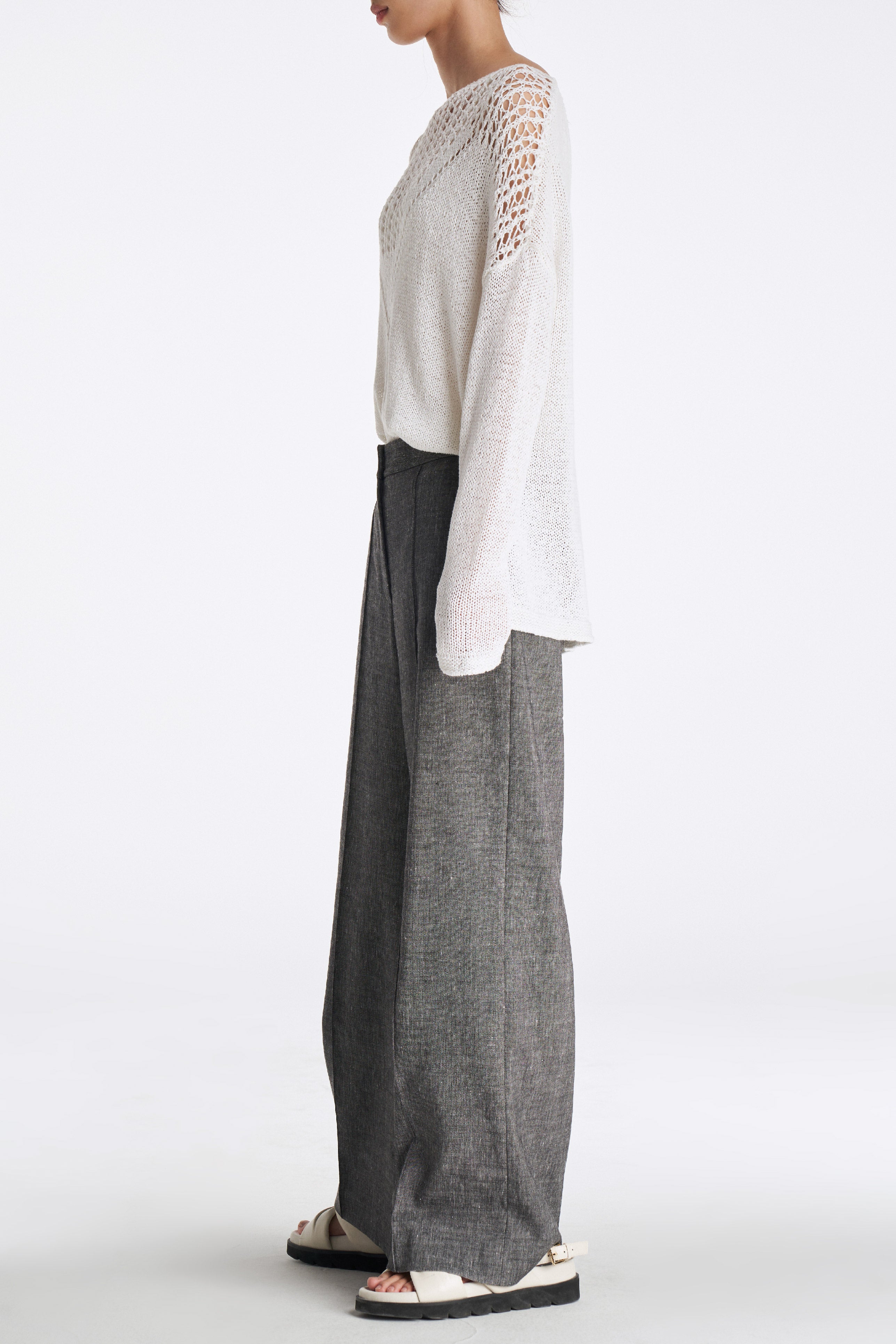 Laurèl Linen-Wool Wide-Leg Pants