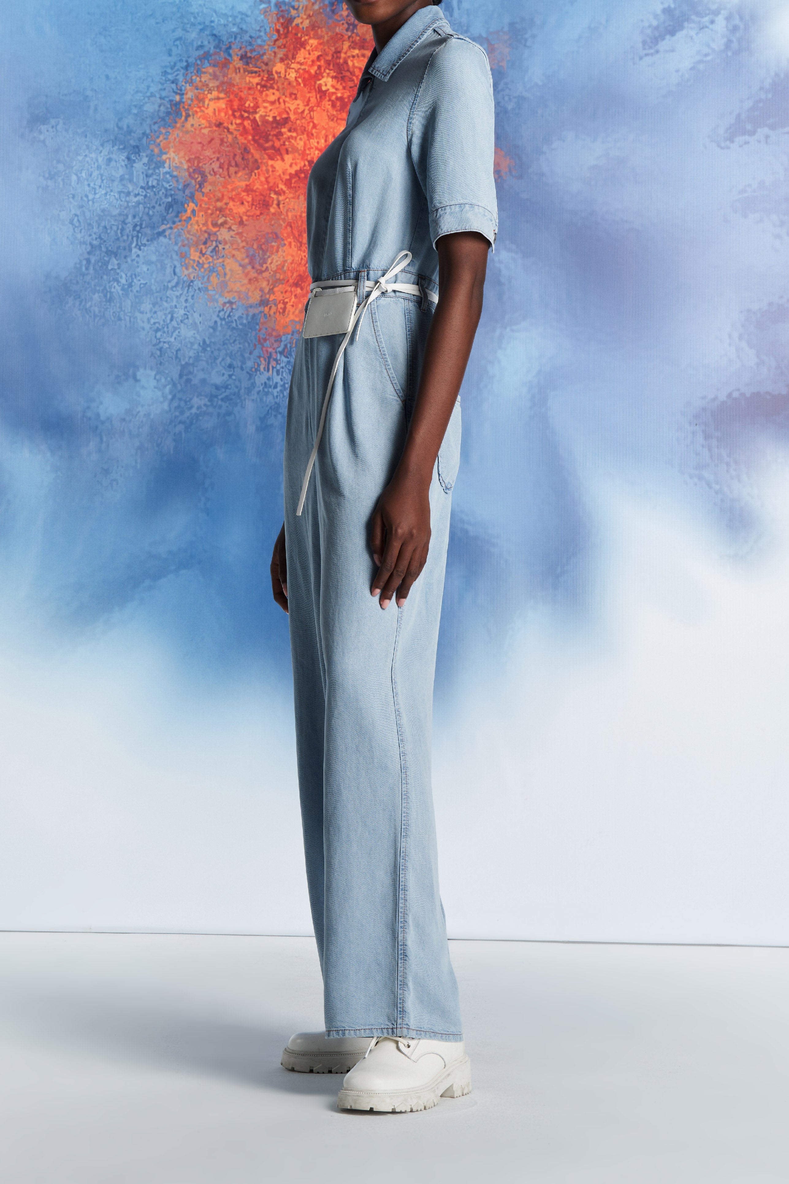 Laurèl Minimalist Denim Blue Jumpsuit