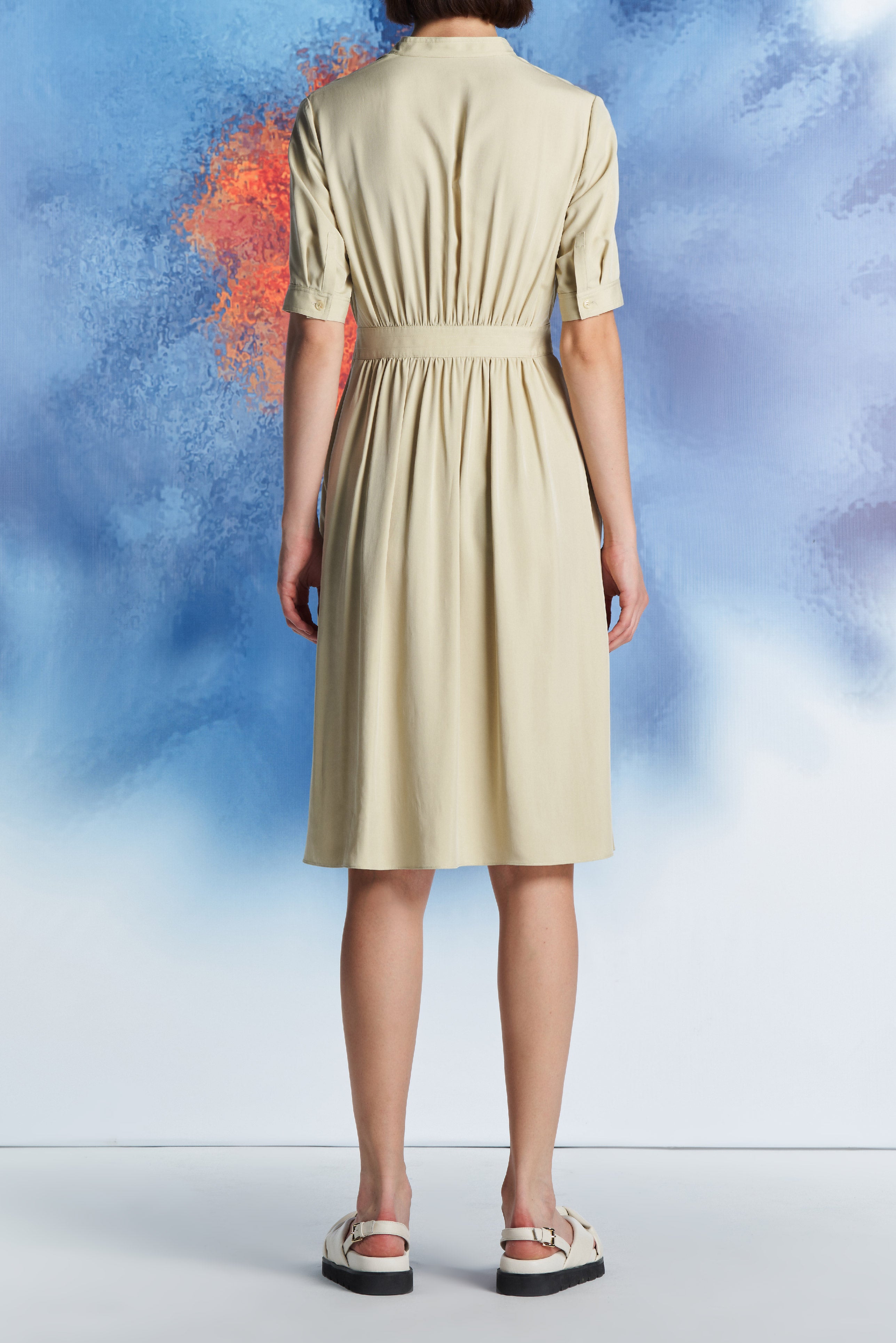 Laurèl Mandarin Collar Shirt Dress