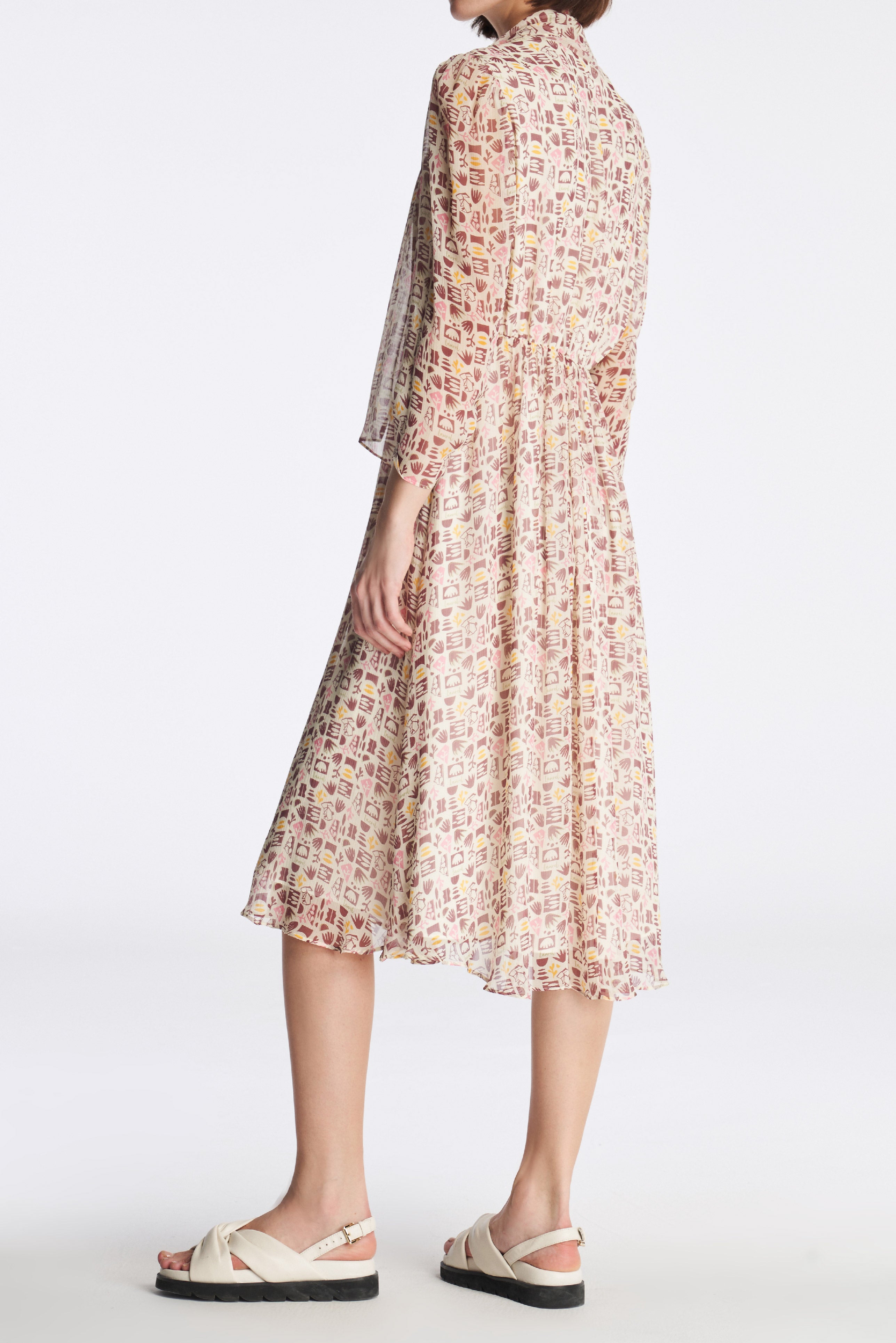 Laurèl Memphis Style Pattern Flutter Tie Neck Dress