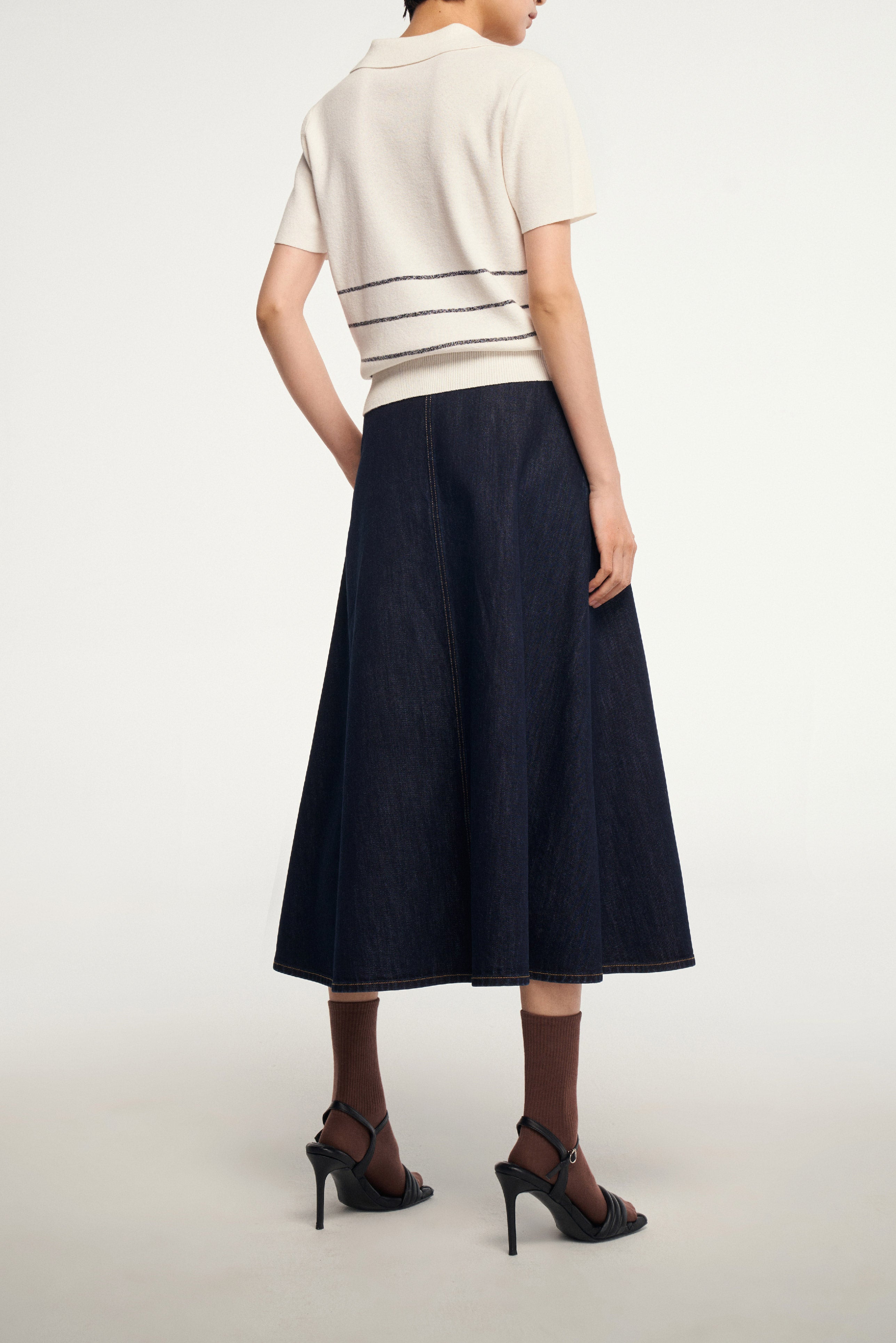 Laurèl Eco-Friendly Triacetate Denim A-line Midi Skirt