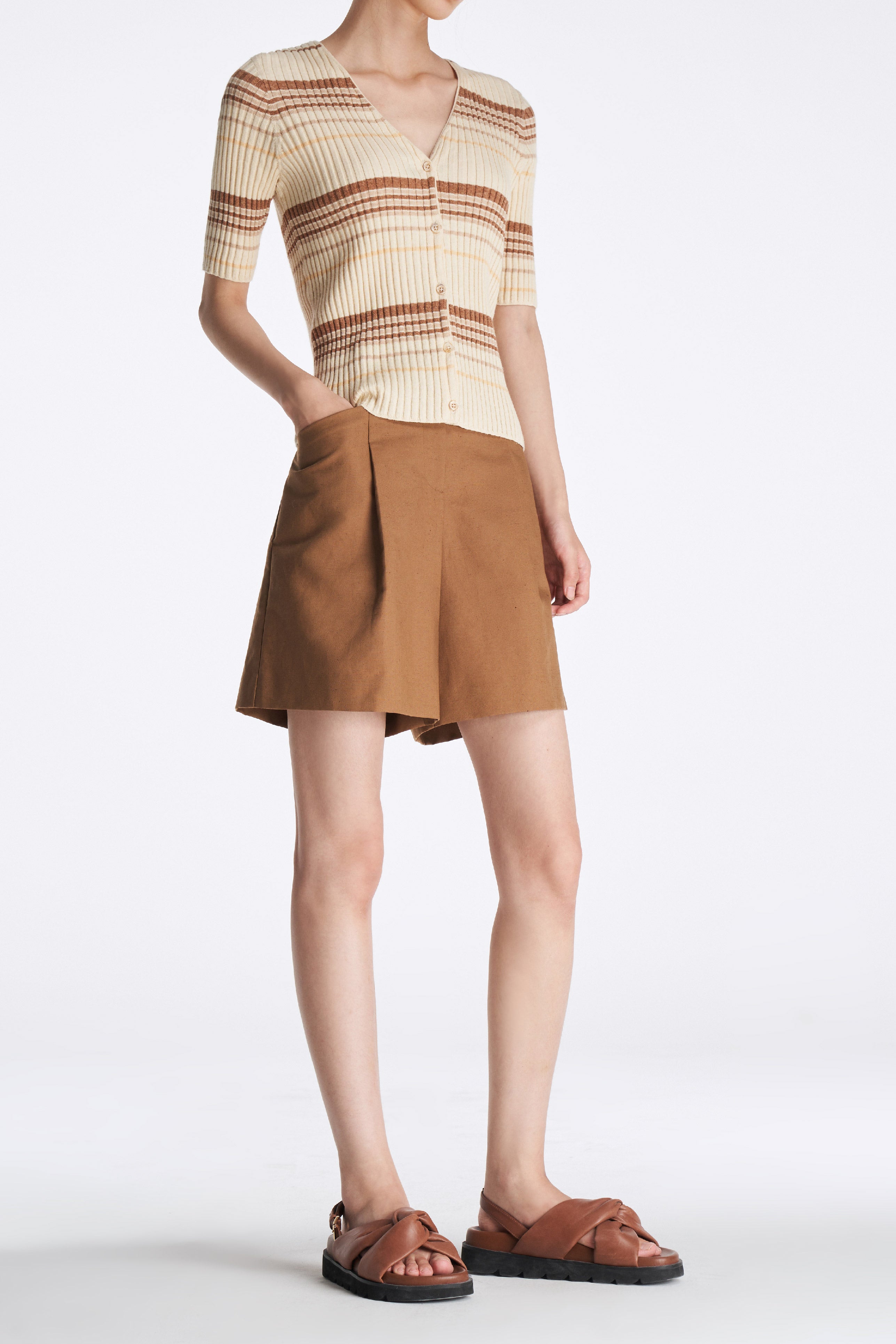Laurèl Silk Linen Wool Blend Bermuda Shorts