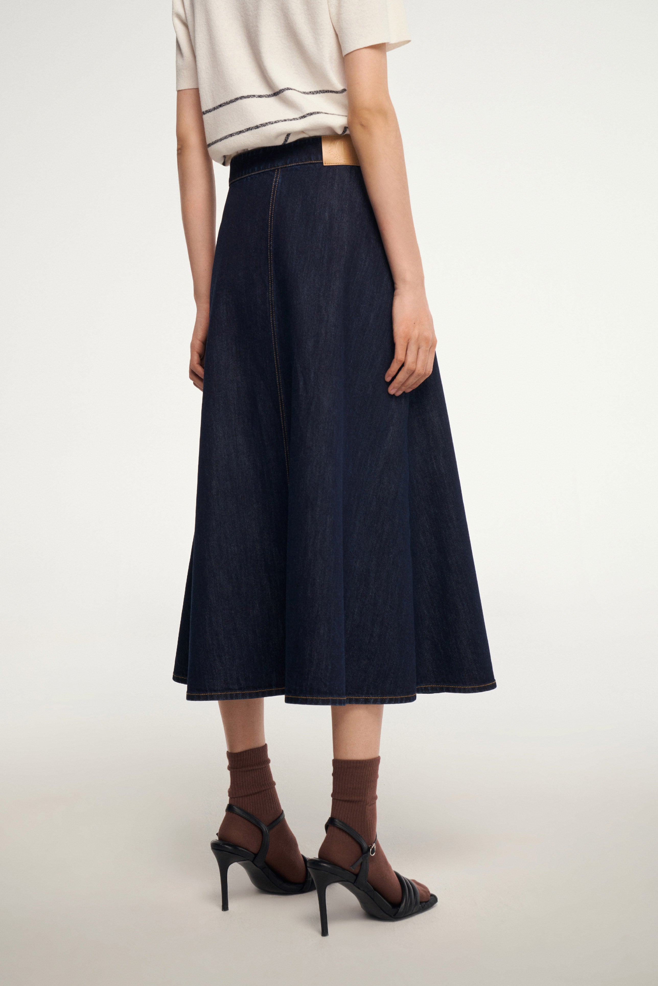 Laurèl Eco-Friendly Triacetate Denim A-line Midi Skirt