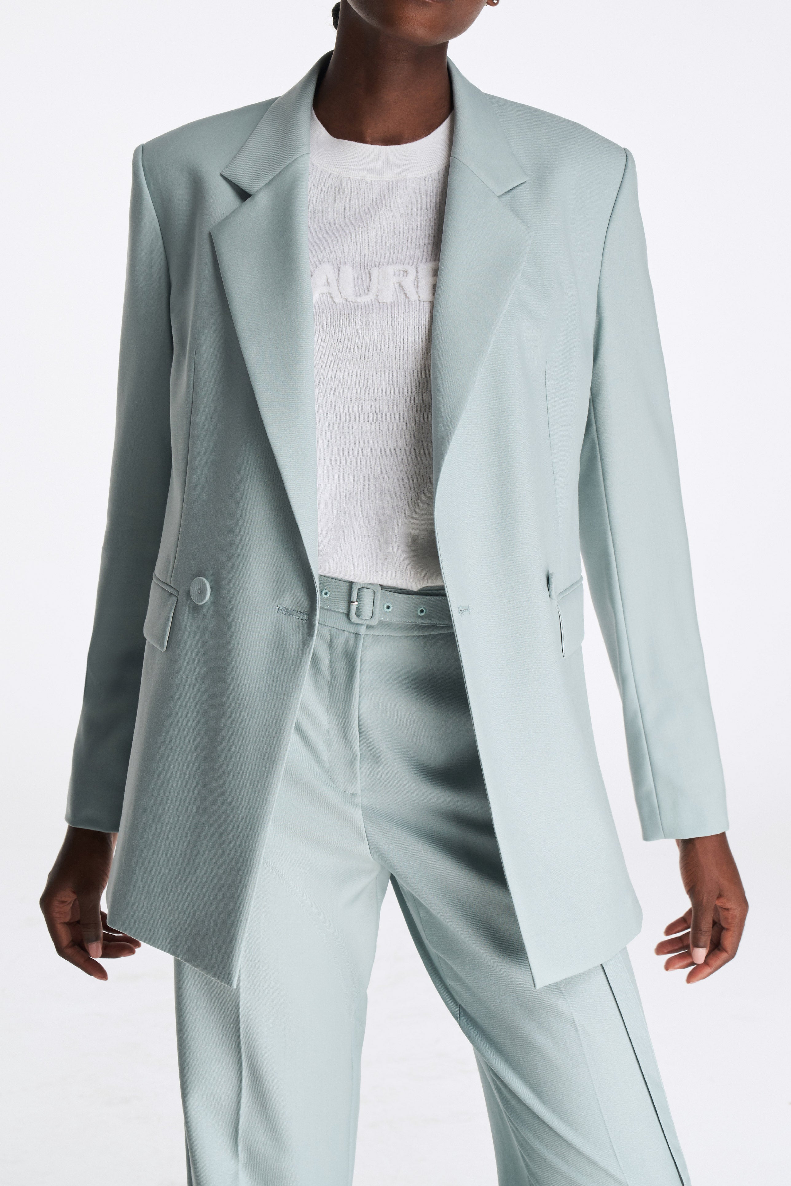 Laurèl Sky Blue Straight-Cut Blazer