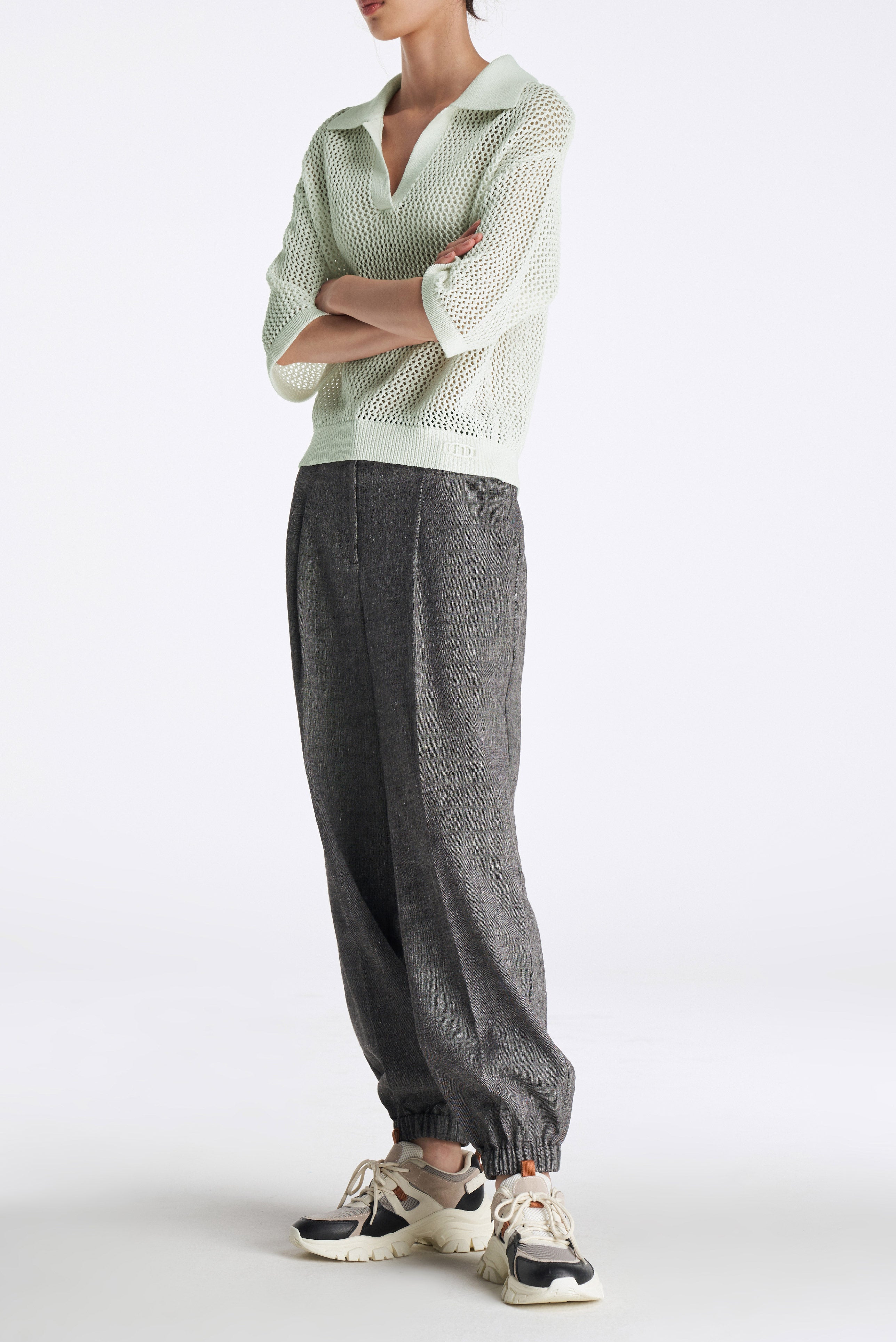 Laurèl Linen-Wool Tapered Pants