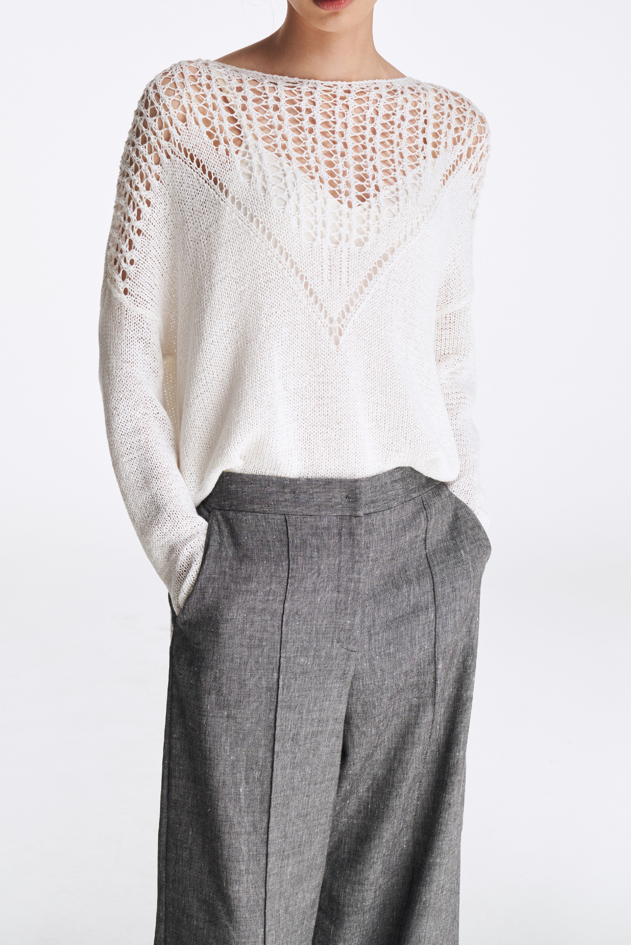 Laurèl Linen-Wool Wide-Leg Pants